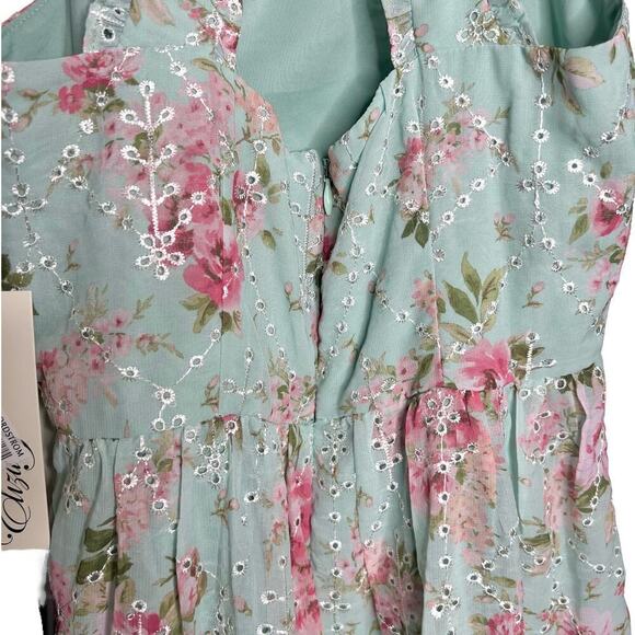 New Women’s Eliza J Floral Halter Mini Tiered Dress Size 2 - Picture 8 of 12